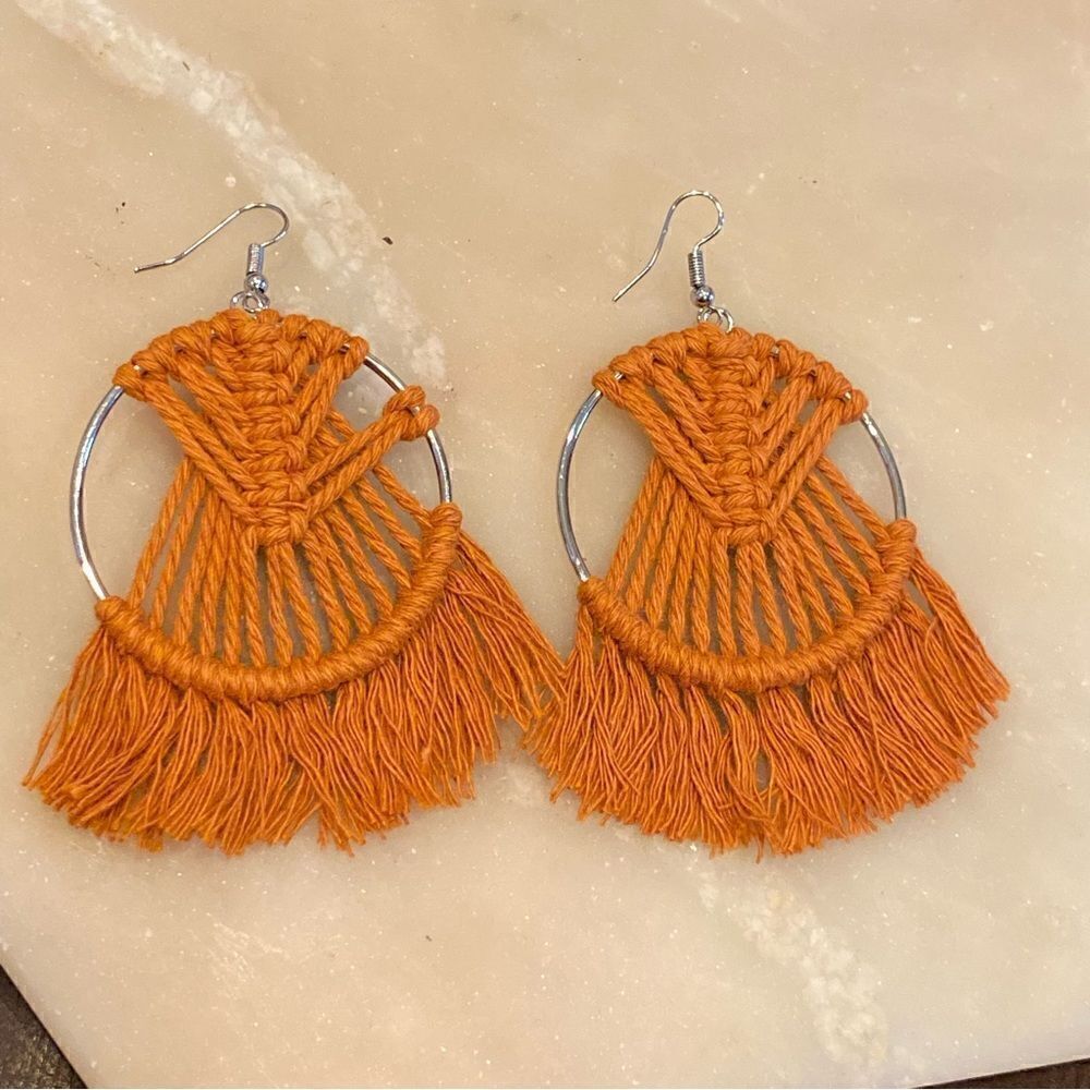 Bohemian terra-cotta woven earrings, Dreamcatcher